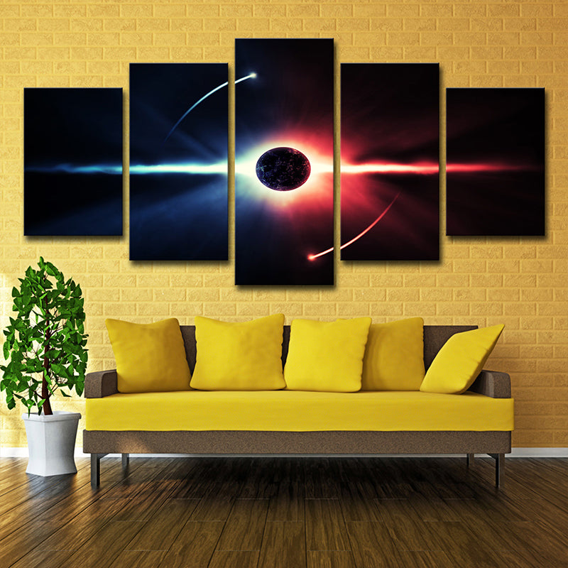 Black Sci-Fi Canvas Art Digital Print Cosmos Eclipse Wall Decor for House Interior Clearhalo 'Art Gallery' 'Canvas Art' 'Kids' Arts' 1708668