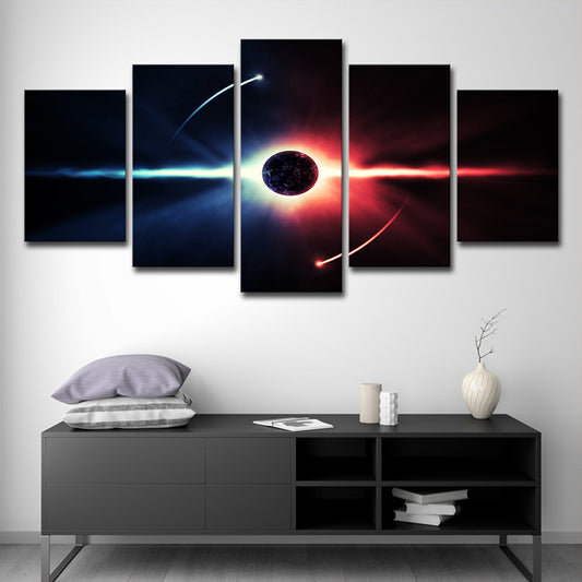 Black Sci-Fi Canvas Art Digital Print Cosmos Eclipse Wall Decor for House Interior Clearhalo 'Art Gallery' 'Canvas Art' 'Kids' Arts' 1708669