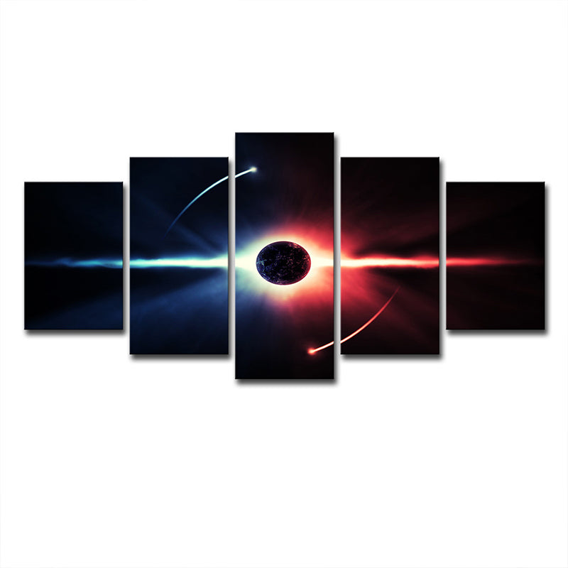 Black Sci-Fi Canvas Art Digital Print Cosmos Eclipse Wall Decor for House Interior Clearhalo 'Art Gallery' 'Canvas Art' 'Kids' Arts' 1708670