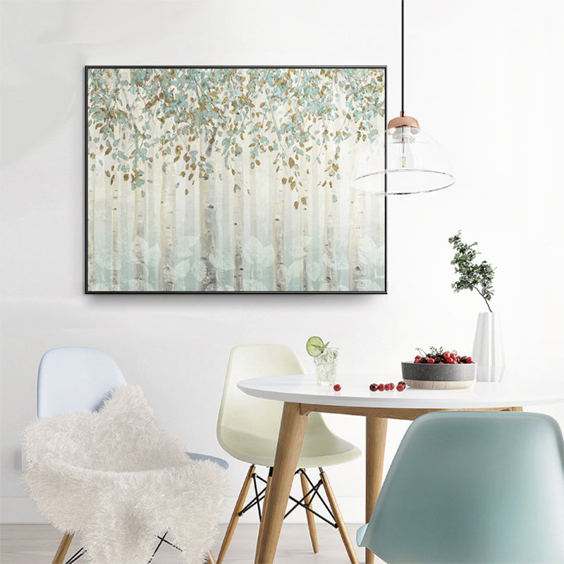 Farmhouse Forest Drawing Wall Decor Pastel Color Living Room Canvas Wall Art, Texture Light Blue Clearhalo 'Art Gallery' 'Canvas Art' 'Country Art Gallery' 'French Country' 'Rustic' Arts' 1708689