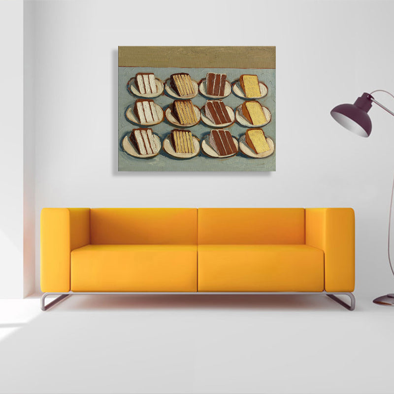 Brown Cakes Pattern Canvas Textured Wall Art Print for Girls Bedroom, Multiple Sizes Brown Clearhalo 'Art Gallery' 'Canvas Art' 'Traditional' Arts' 1708707