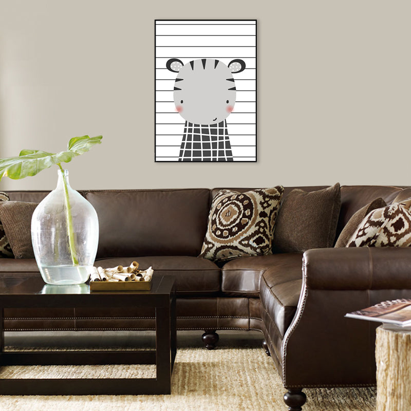 Cartoon Animals Painting Children's Art Canvas Wall Art Decor, Multiple Sizes Options Grey Clearhalo 'Art Gallery' 'Canvas Art' 'Kids' Arts' 1708720