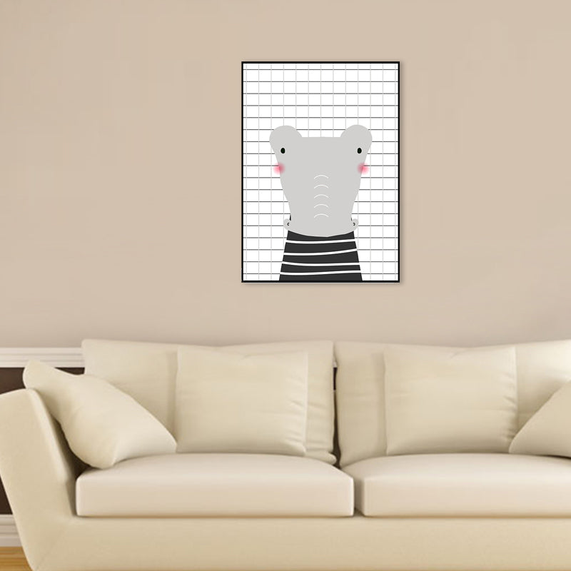 Cartoon Animals Painting Children's Art Canvas Wall Art Decor, Multiple Sizes Options Light Gray Clearhalo 'Art Gallery' 'Canvas Art' 'Kids' Arts' 1708724