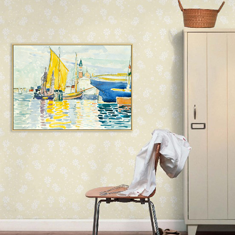 Transportation Wrapped Canvas Traditional Textured Wall Art in Yellow for Dining Room Clearhalo 'Art Gallery' 'Canvas Art' 'Traditional' Arts' 1708735