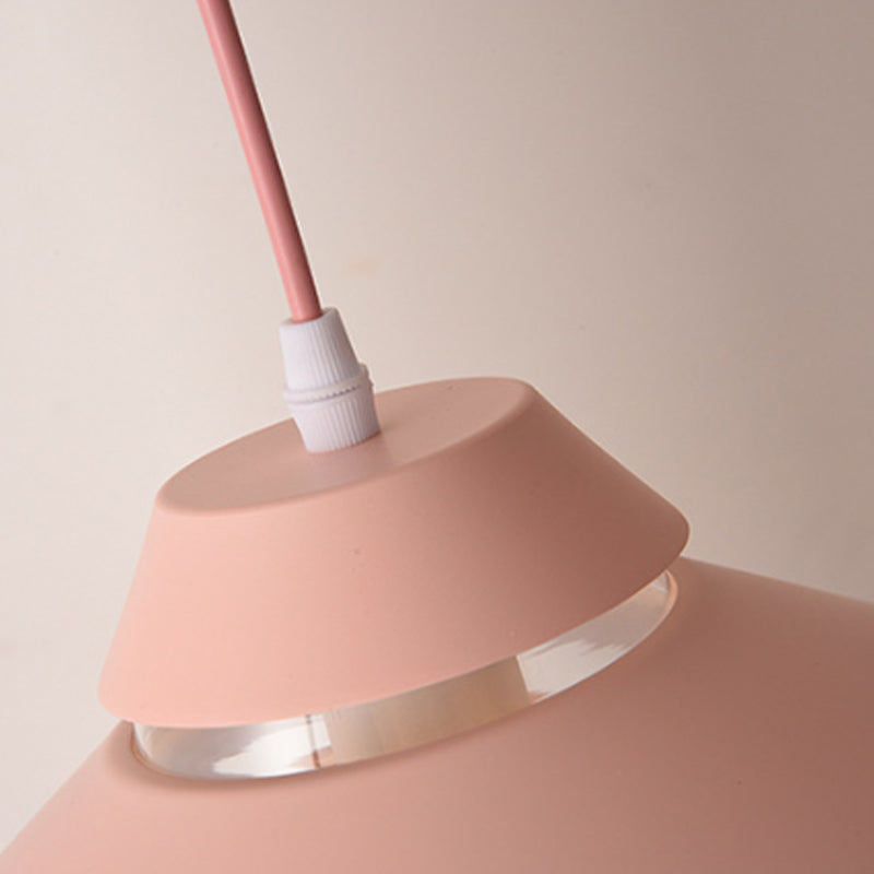 Macaron Stylish Flared Pendant Lighting Metallic 1-Light Living Room Hanging Ceiling Light in Blue/Green Clearhalo 'Ceiling Lights' 'Modern Pendants' 'Modern' 'Pendant Lights' 'Pendants' Lighting' 170874