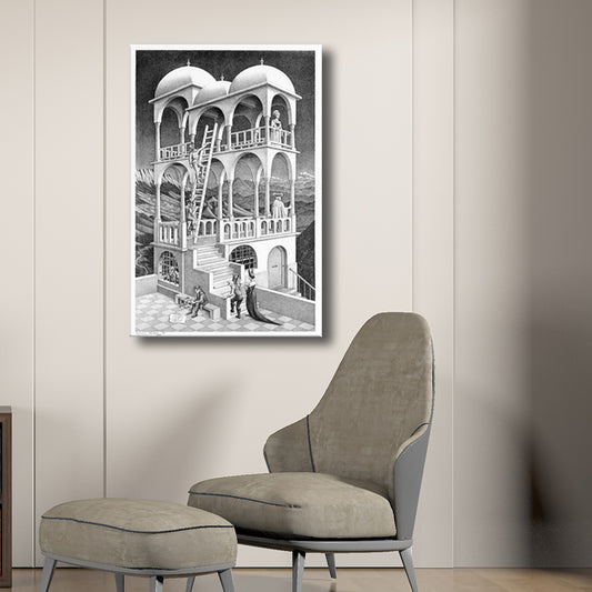 3D Effect Pencil Watchtower Art Print Grey Canvas Made Wall Decoration, Textured Clearhalo 'Art Gallery' 'Canvas Art' 'Contemporary Art Gallery' 'Modern' Arts' 1708743