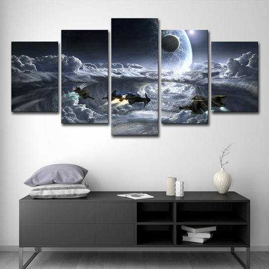 Outer Space Fighters Canvas Print Fictional Multi-Piece Living Room Wall Art Decor Clearhalo 'Art Gallery' 'Canvas Art' 'Kids' Arts' 1708749