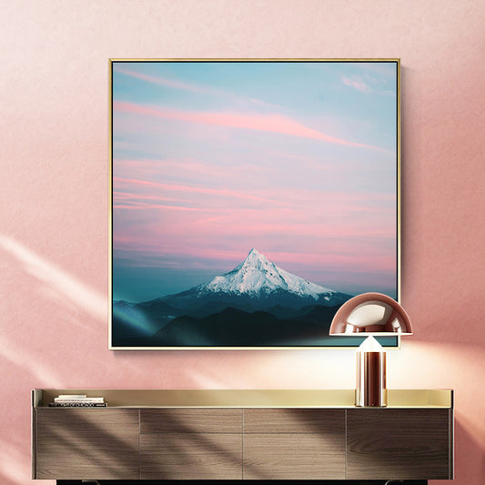 Pink Mount Fuji Canvas Print Nature Landscape Contemporary Textured Wall Art Clearhalo 'Art Gallery' 'Canvas Art' 'Contemporary Art Gallery' 'Modern' Arts' 1708762