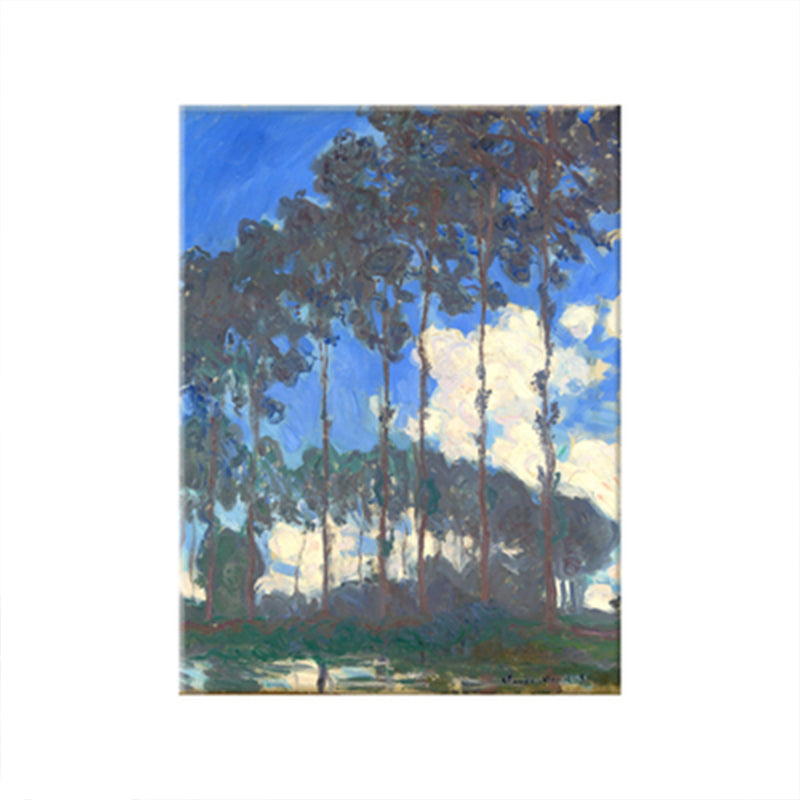 White Poplar Near River Canvas Textured Vintage Living Room Wall Art Decor in Dark Color Clearhalo 'Art Gallery' 'Canvas Art' 'Country Art Gallery' 'French Country' 'Rustic' Arts' 1708818