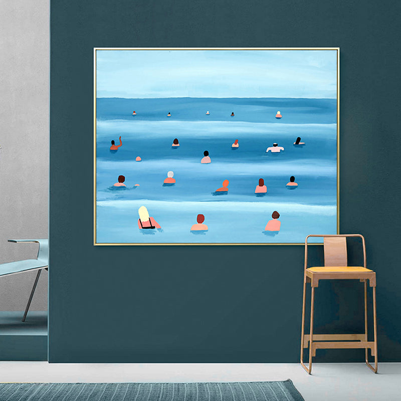 Canvas Textured Painting Tropical Sea Sport Wall Art Decor in Soft Color for Dining Room Light Blue Clearhalo 'Art Gallery' 'Canvas Art' 'Coastal Art Gallery' 'Tropical' Arts' 1708838