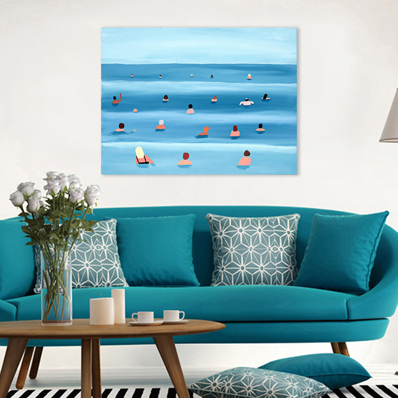 Canvas Textured Painting Tropical Sea Sport Wall Art Decor in Soft Color for Dining Room Clearhalo 'Art Gallery' 'Canvas Art' 'Coastal Art Gallery' 'Tropical' Arts' 1708839
