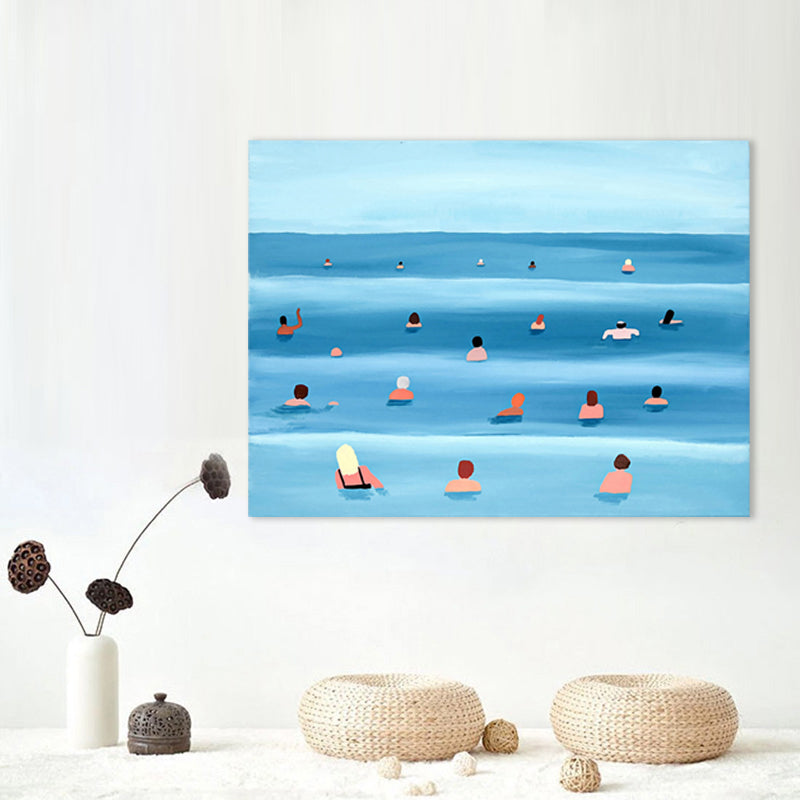 Canvas Textured Painting Tropical Sea Sport Wall Art Decor in Soft Color for Dining Room Clearhalo 'Art Gallery' 'Canvas Art' 'Coastal Art Gallery' 'Tropical' Arts' 1708840