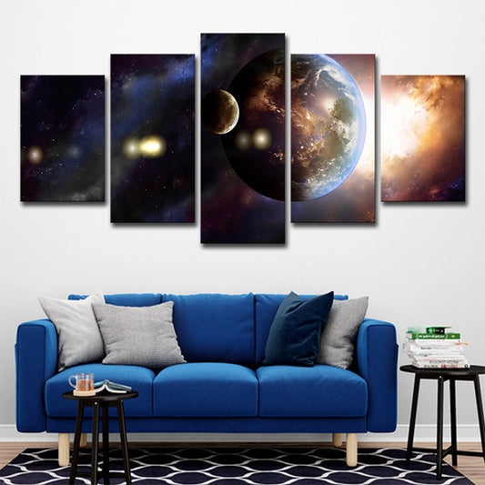 Gold Outer Space Planet Canvas Multi-Piece Fictional Teens Bedroom Wall Art Print Gold Clearhalo 'Art Gallery' 'Canvas Art' 'Kids' Arts' 1708849