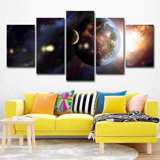 Gold Outer Space Planet Canvas Multi-Piece Fictional Teens Bedroom Wall Art Print Clearhalo 'Art Gallery' 'Canvas Art' 'Kids' Arts' 1708850