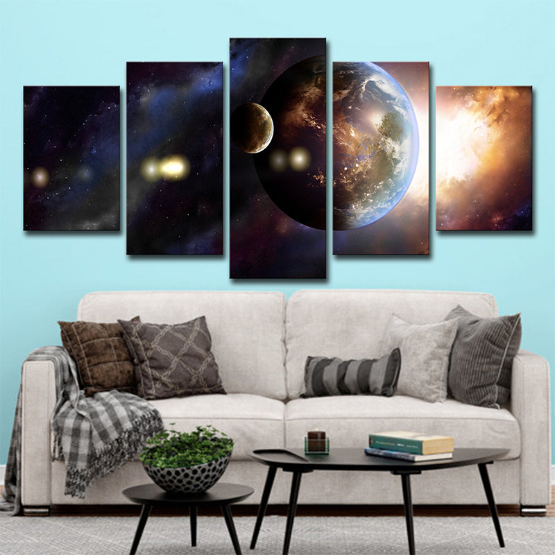 Gold Outer Space Planet Canvas Multi-Piece Fictional Teens Bedroom Wall Art Print Clearhalo 'Art Gallery' 'Canvas Art' 'Kids' Arts' 1708851