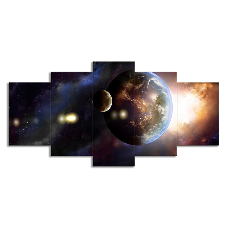 Gold Outer Space Planet Canvas Multi-Piece Fictional Teens Bedroom Wall Art Print Clearhalo 'Art Gallery' 'Canvas Art' 'Kids' Arts' 1708852