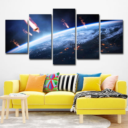Planet Aerolite Canvas Wall Art Sci-Fi Beautiful Outer Space Wall Decor in Dark Blue Dark Blue Clearhalo 'Art Gallery' 'Canvas Art' 'Kids' Arts' 1708856