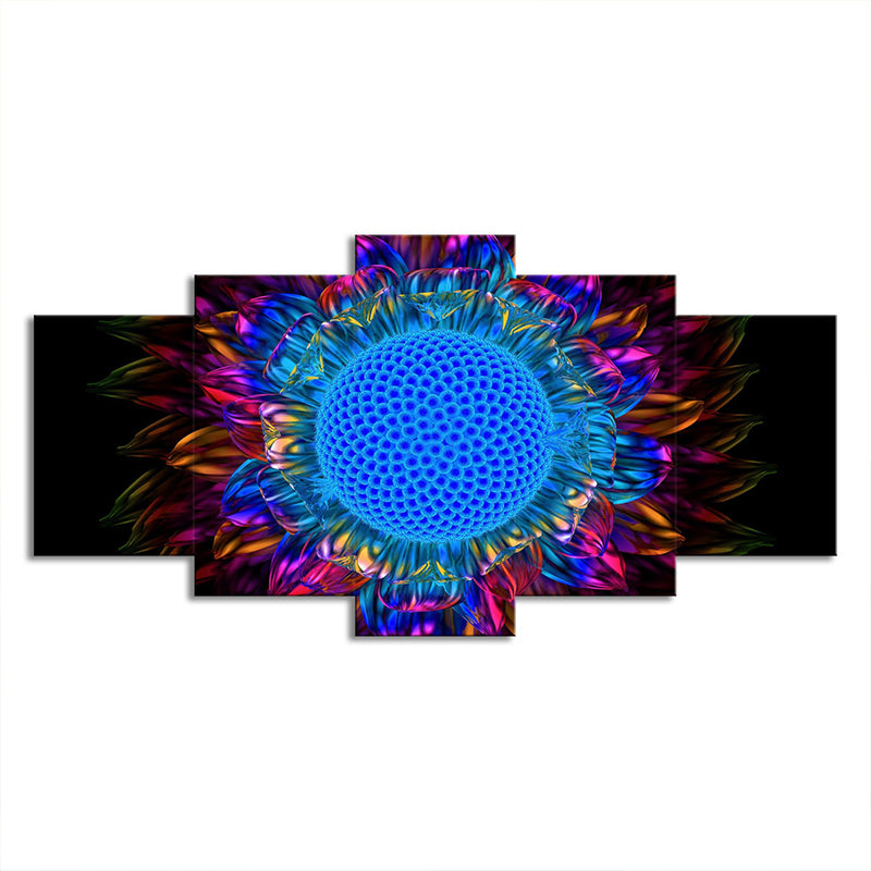 Modern Sunflower Art Print Canvas Multi-Piece Blue Wall Decor for House Interior Clearhalo 'Art Gallery' 'Canvas Art' 'Contemporary Art Gallery' 'Modern' Arts' 1708884