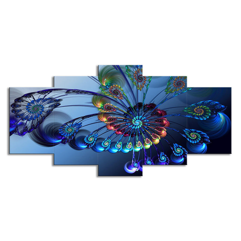 Blue Butterfly Wall Art Peacock Feather Modern Multi-Piece Canvas for Bedroom Clearhalo 'Art Gallery' 'Canvas Art' 'Contemporary Art Gallery' 'Modern' Arts' 1708891