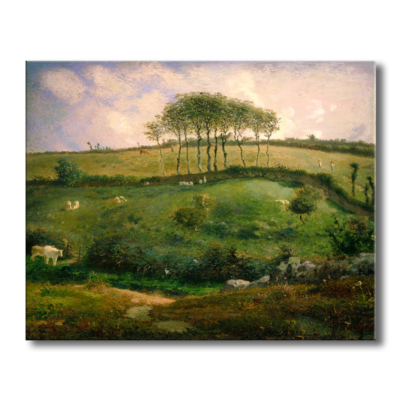 Vintage Canvas Print Green Grassland and Flock of Sheep Wall Art for Living Room Clearhalo 'Art Gallery' 'Canvas Art' 'Country Art Gallery' 'French Country' 'Rustic' Arts' 1708923