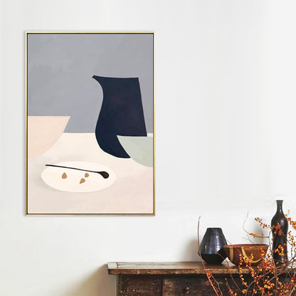 Textured Tableware Wall Decor Canvas Scandinavian Style Painting for Living Room Pink Clearhalo 'Arts' 'Canvas Art' 1708927