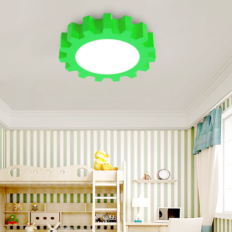 Metal Gear Ceiling Mount Light Cartoon LED Ceiling Light for Kindergarten Green Clearhalo 'Ceiling Lights' 'Close To Ceiling Lights' 'Close to ceiling' 'Flush mount' Lighting' 170893