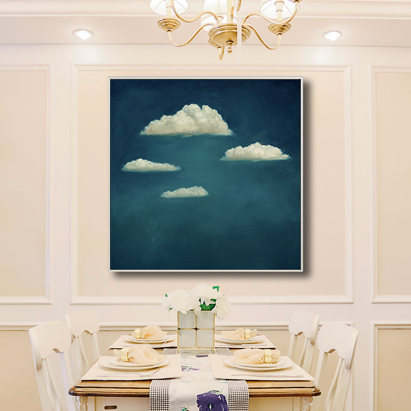 Cartoon Cloud Art Print Blue Wall Decor for Living Room, Multiple Sizes Available Clearhalo 'Art Gallery' 'Canvas Art' 'Kids' Arts' 1708964