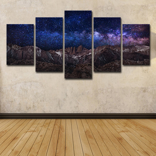 Purple Fantasy Wall Art Rock Mountain and Starry Sky Kids Multi-Piece Canvas Print Clearhalo 'Art Gallery' 'Canvas Art' 'Kids' Arts' 1708975