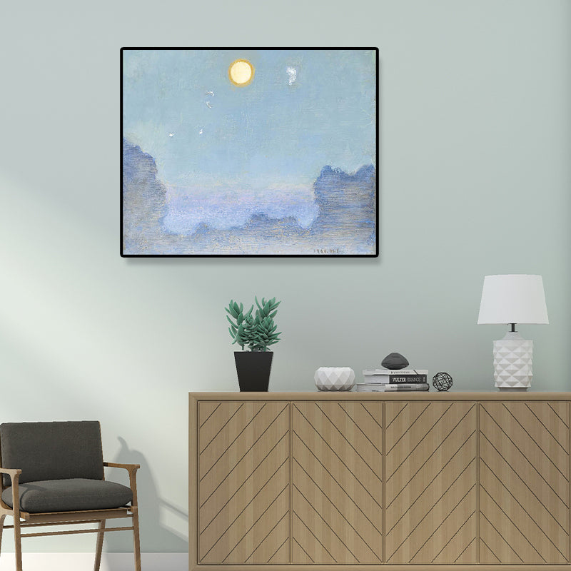 Wild Animal Wall Art Cartoon Textured Square Canvas Print in Blue for Living Room Clearhalo 'Art Gallery' 'Canvas Art' 'Kids' Arts' 1708996