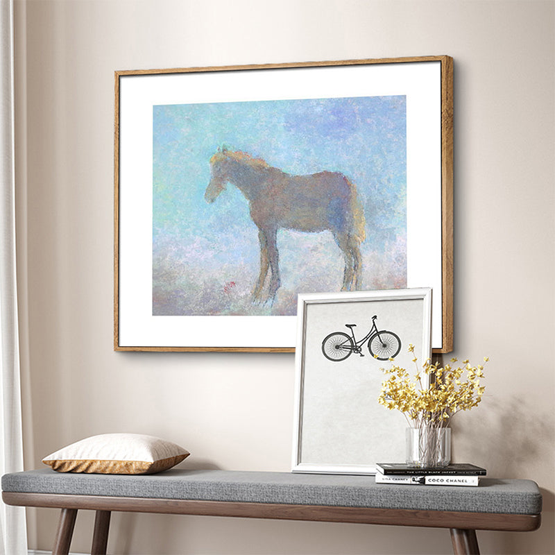 Wild Animal Wall Art Cartoon Textured Square Canvas Print in Blue for Living Room Blue Clearhalo 'Art Gallery' 'Canvas Art' 'Kids' Arts' 1709002