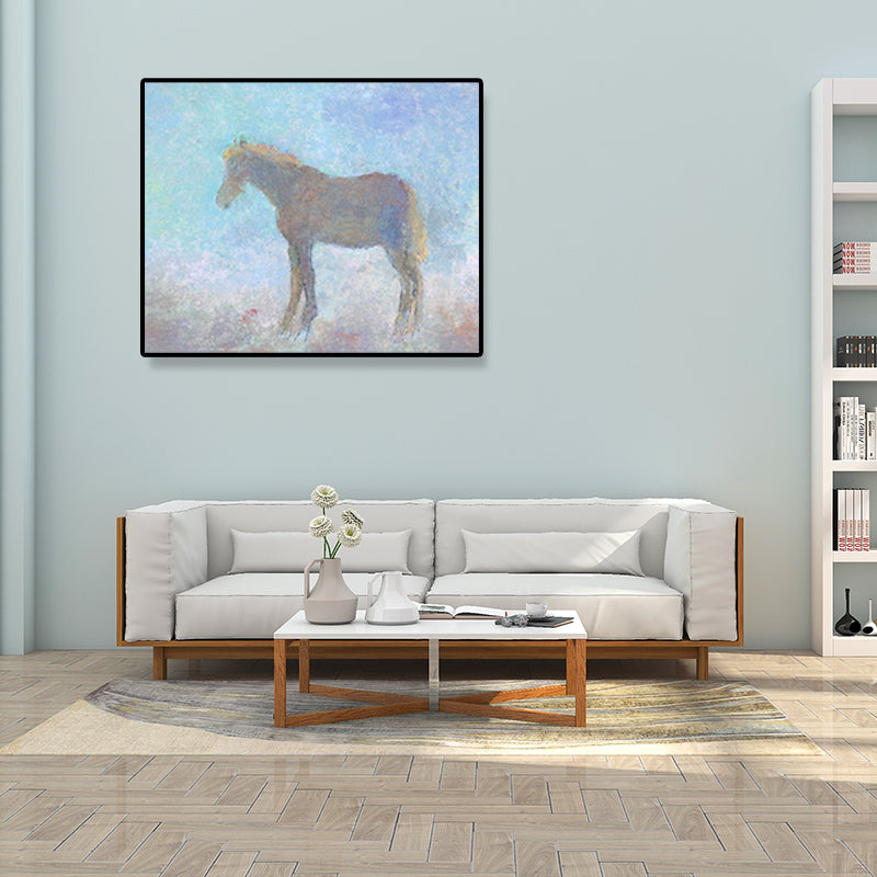 Wild Animal Wall Art Cartoon Textured Square Canvas Print in Blue for Living Room Clearhalo 'Art Gallery' 'Canvas Art' 'Kids' Arts' 1709003