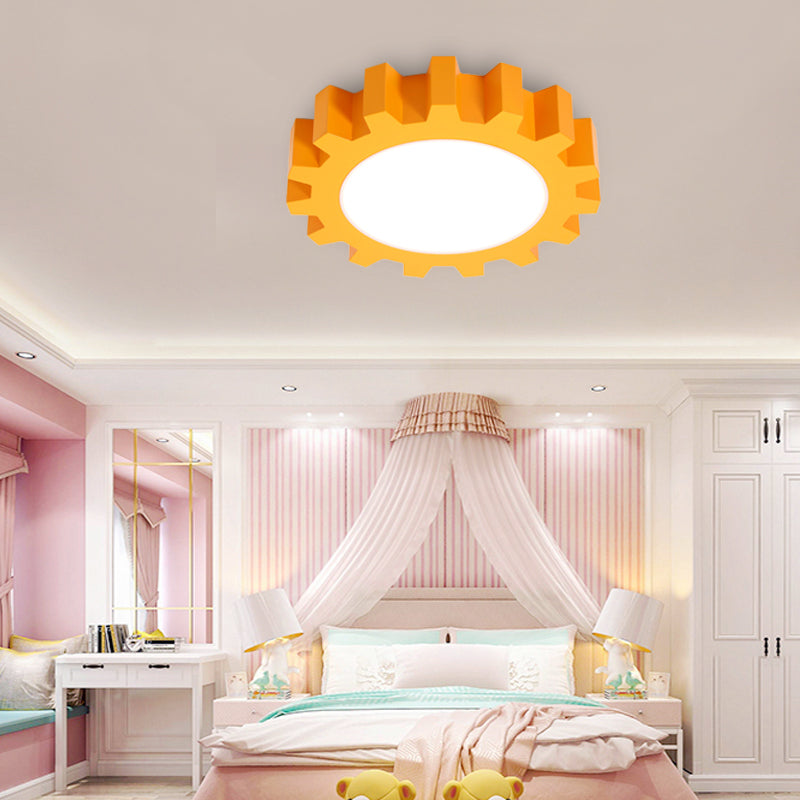 Metal Gear Ceiling Mount Light Cartoon LED Ceiling Light for Kindergarten Yellow Clearhalo 'Ceiling Lights' 'Close To Ceiling Lights' 'Close to ceiling' 'Flush mount' Lighting' 170901