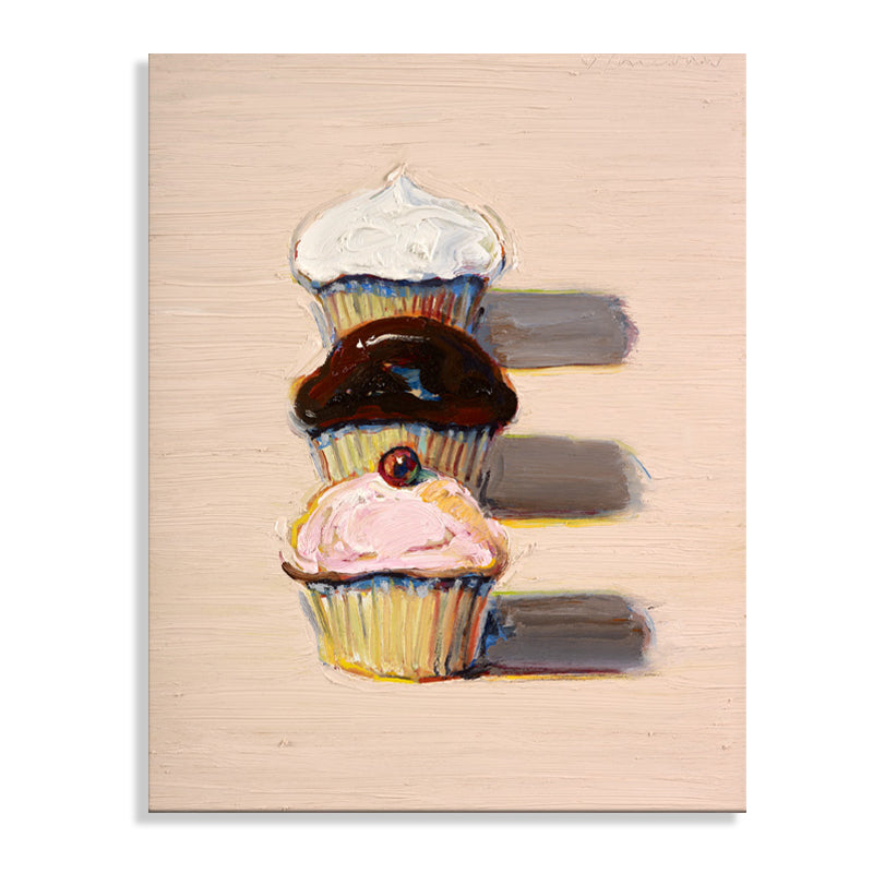 Traditional Fruit Cupcakes Painting Pink Textured Wall Art Decor for Dining Room Clearhalo 'Art Gallery' 'Canvas Art' 'Traditional' Arts' 1709047