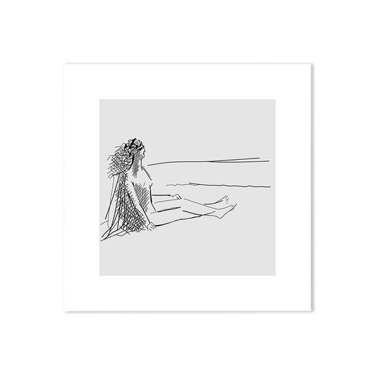 Man Sit Against Wall Canvas for Home Line Figure Drawing Art Print in Black-White, Texture Clearhalo 'Art Gallery' 'Canvas Art' 'Contemporary Art Gallery' 'Contemporary Art' 'Minimalism' 'Minimalist Art Gallery' 'Scandinavian' Arts' 1709076
