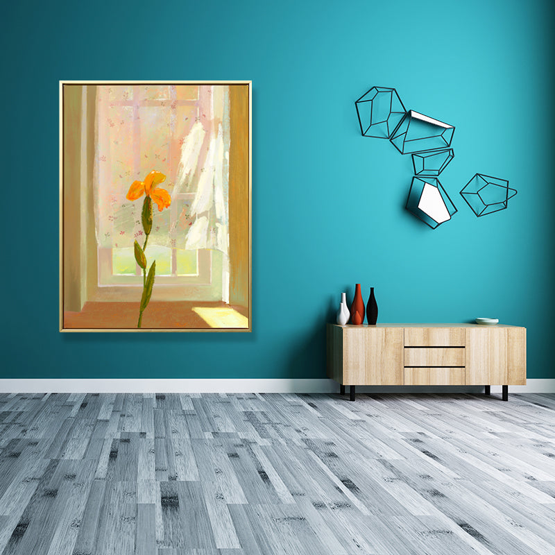 Canvas Textured Wall Decor Traditional Flowers by the Window Art Print in Pastel Color Clearhalo 'Art Gallery' 'Canvas Art' 'Traditional' Arts' 1709114