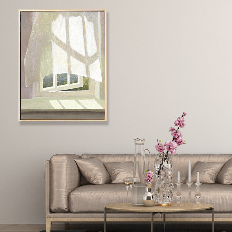 Canvas Textured Wall Decor Traditional Flowers by the Window Art Print in Pastel Color Clearhalo 'Art Gallery' 'Canvas Art' 'Traditional' Arts' 1709124