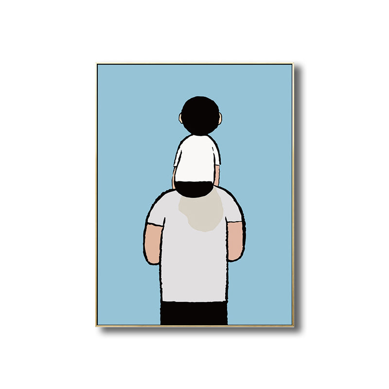 Childrens Art Kids Canvas Print Father Playing with His Baby Soft Color Wall Decor Clearhalo 'Art Gallery' 'Canvas Art' 'Kids' Arts' 1709130