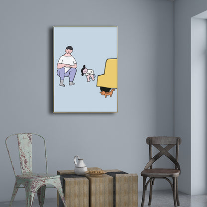 Childrens Art Kids Canvas Print Father Playing with His Baby Soft Color Wall Decor Yellow Clearhalo 'Art Gallery' 'Canvas Art' 'Kids' Arts' 1709134