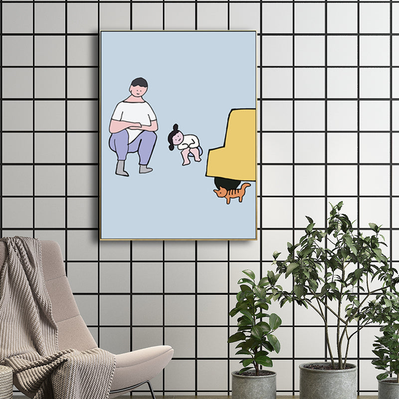 Childrens Art Kids Canvas Print Father Playing with His Baby Soft Color Wall Decor Clearhalo 'Art Gallery' 'Canvas Art' 'Kids' Arts' 1709135