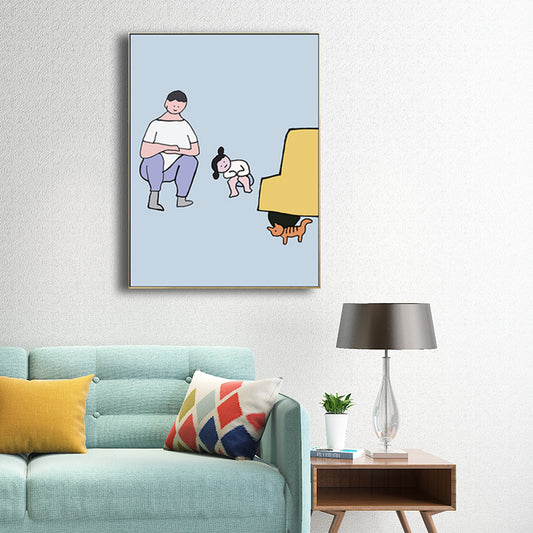 Childrens Art Kids Canvas Print Father Playing with His Baby Soft Color Wall Decor Clearhalo 'Art Gallery' 'Canvas Art' 'Kids' Arts' 1709136