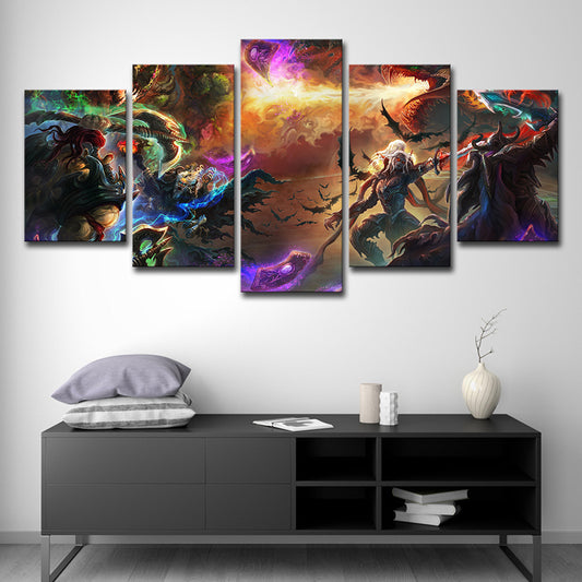 LOL World of Warcraft Art Print Yellow Canvas Made Wall Decor for Room, Multi-Piece Yellow Clearhalo 'Art Gallery' 'Canvas Art' 'Kids' Arts' 1709138