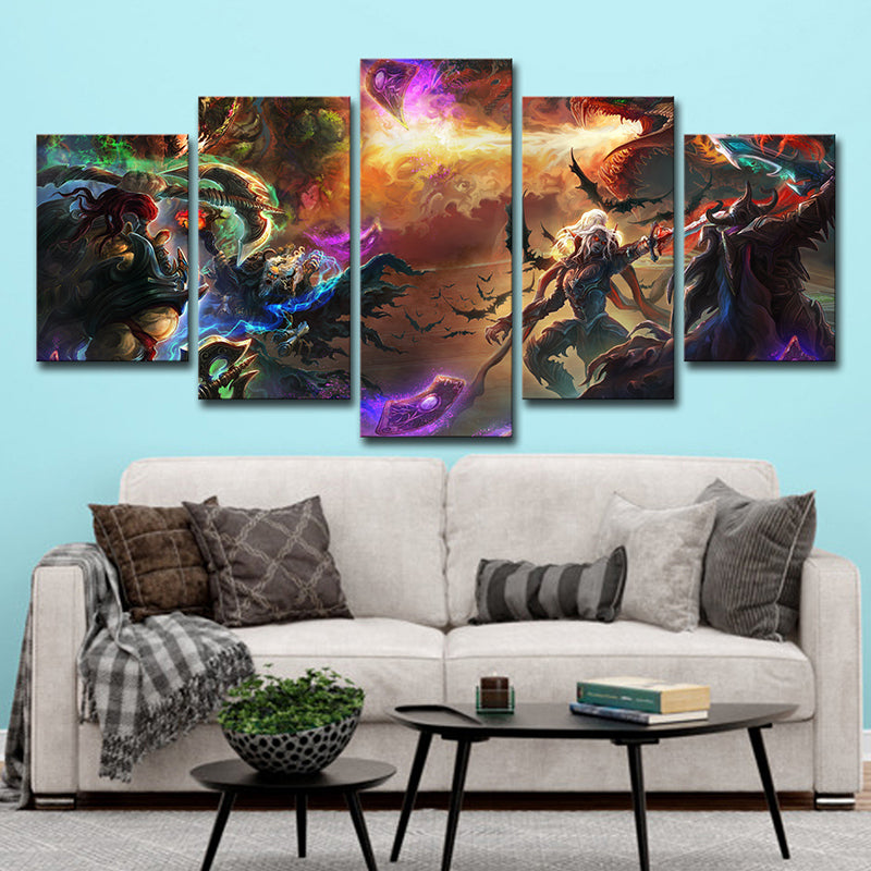 LOL World of Warcraft Art Print Yellow Canvas Made Wall Decor for Room, Multi-Piece Clearhalo 'Art Gallery' 'Canvas Art' 'Kids' Arts' 1709139