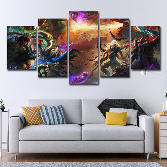 LOL World of Warcraft Art Print Yellow Canvas Made Wall Decor for Room, Multi-Piece Clearhalo 'Art Gallery' 'Canvas Art' 'Kids' Arts' 1709140
