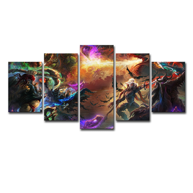 LOL World of Warcraft Art Print Yellow Canvas Made Wall Decor for Room, Multi-Piece Clearhalo 'Art Gallery' 'Canvas Art' 'Kids' Arts' 1709141