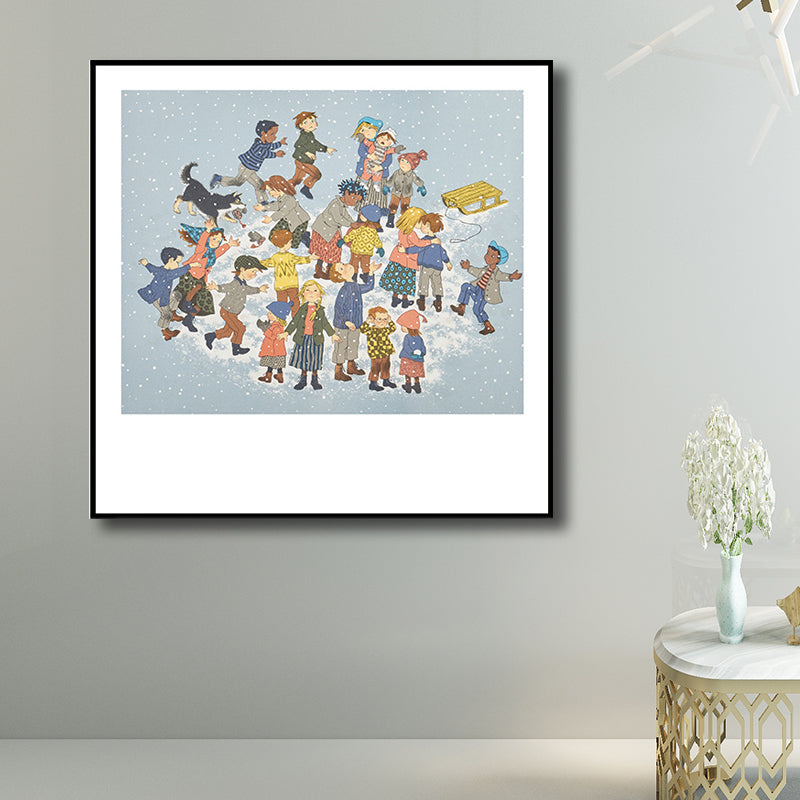 Kid Players Drawing Print Canvas Art Soft Color Textured Wall Decor for Living Room Clearhalo 'Art Gallery' 'Canvas Art' 'Kids' Arts' 1709167