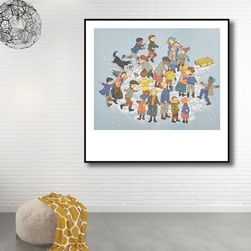 Kid Players Drawing Print Canvas Art Soft Color Textured Wall Decor for Living Room Clearhalo 'Art Gallery' 'Canvas Art' 'Kids' Arts' 1709168