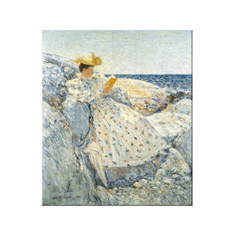 Textured European Lady Wall Decor Rustic Canvas Painting in Pastel Color for Living Room Clearhalo 'Arts' 'Canvas Art' 1709187