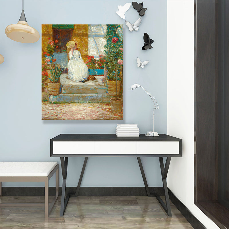 Textured European Lady Wall Decor Rustic Canvas Painting in Pastel Color for Living Room Clearhalo 'Arts' 'Canvas Art' 1709191