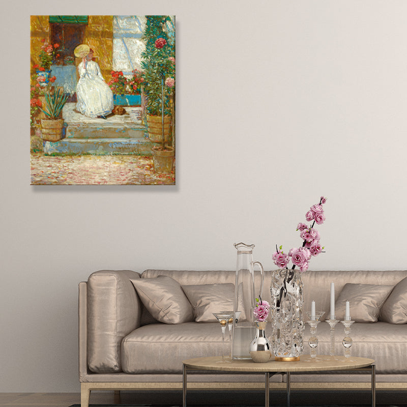Textured European Lady Wall Decor Rustic Canvas Painting in Pastel Color for Living Room Clearhalo 'Arts' 'Canvas Art' 1709192