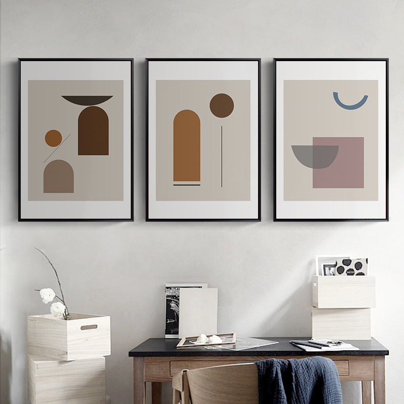 Nordic Geometric Pattern Painting Pastel Color Kitchen Backsplash Wall Art Print Clearhalo 'Arts' 'Canvas Art' 1709222